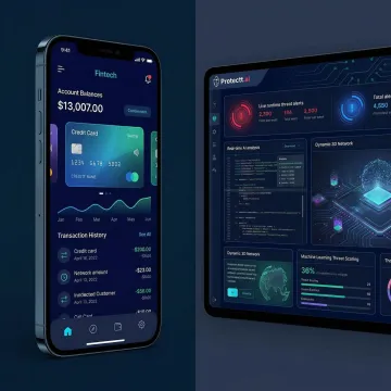 AI-powered RASP platform interface showing real-time in-app threat detection for a fintech application