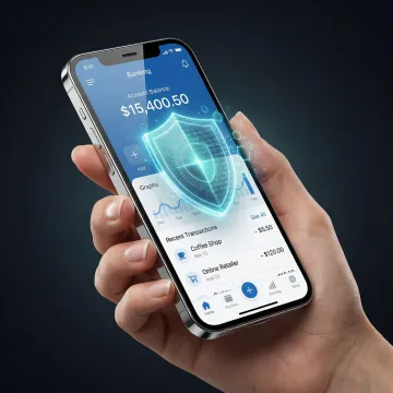iOS mobile banking app protected by RASP and code obfuscation on an iPhone