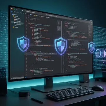 iOS code obfuscation protecting Swift source code from reverse engineering on a developer's screen