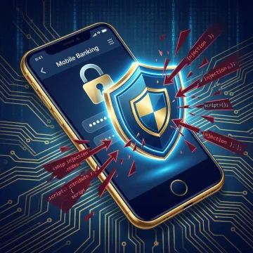 Anti-tampering protection layer blocking code injection attempt on a mobile banking application