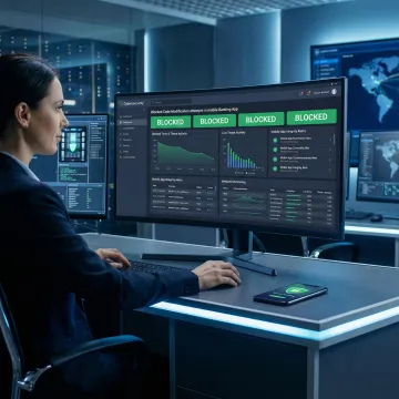 Security engineer monitoring anti-tampering controls on a mobile banking application dashboard