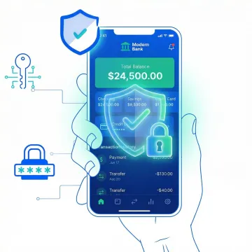 Mobile banking app protected by RASP runtime security on smartphone screen