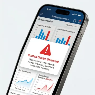 Real-time jailbreak and root detection alert on a mobile banking app security platform
