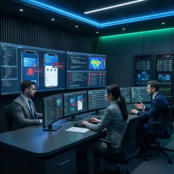 Cybersecurity red team professionals simulating attacks on a mobile banking application