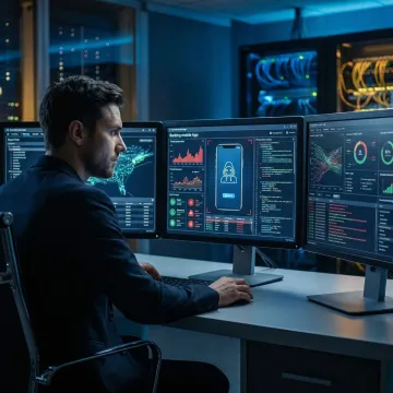 Cybersecurity expert conducting red teaming attack simulation on banking mobile app