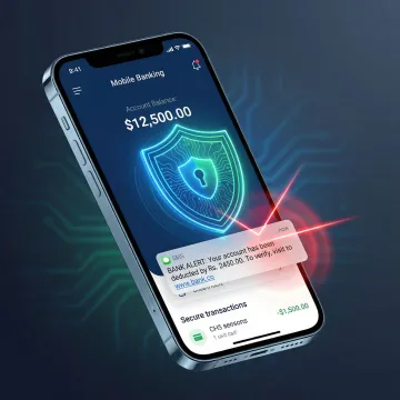 Mobile banking app protected from spoofed SMS fraud with AI security shield
