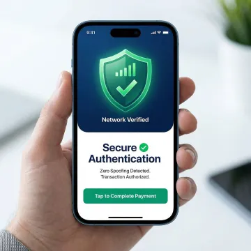 Secure mobile payment authentication flow with SMS spoofing prevention on a smartphone