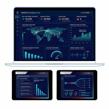 AI-powered RASP dashboard monitoring real-time threats in a mobile banking app