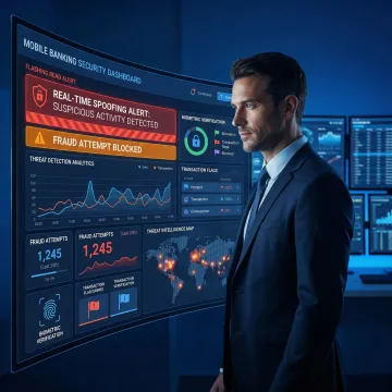 App spoofing detection interface on a mobile banking application screen