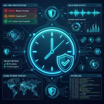 Security platform dashboard monitoring agentic AI systems for adversarial threats at runtime
