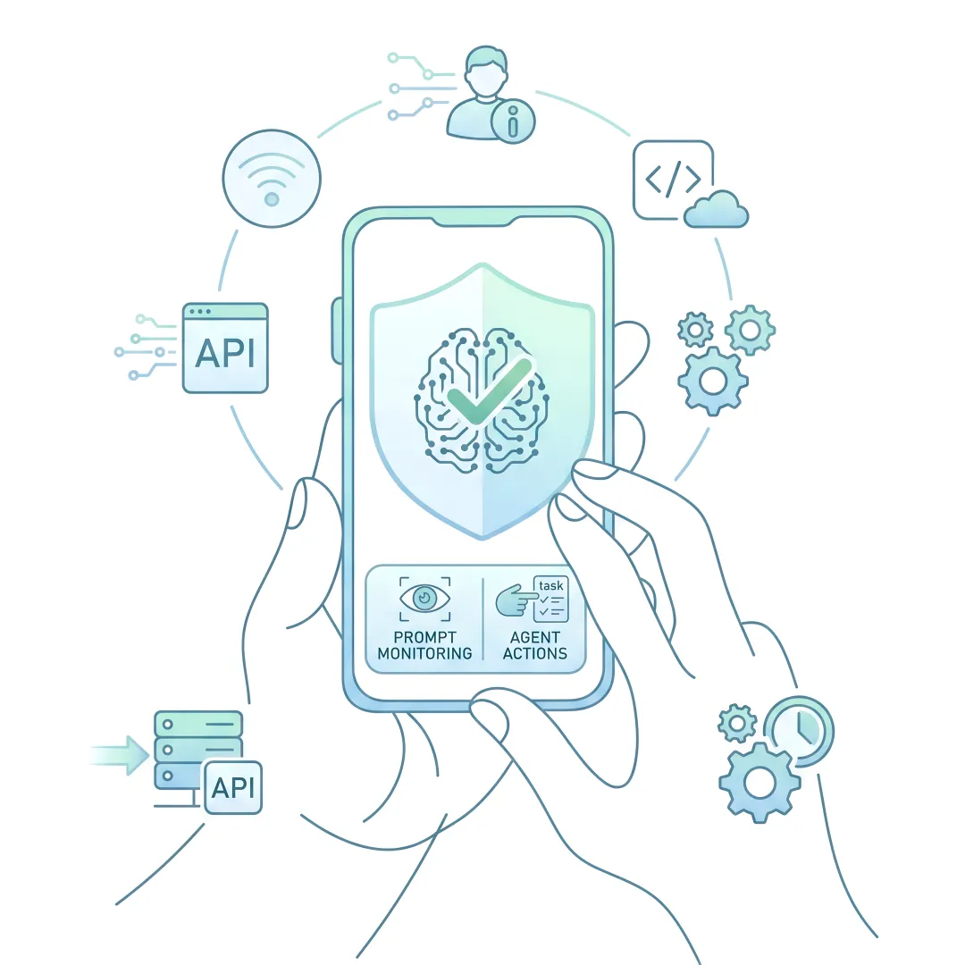 Step-by-step AI security process diagram showing LLM prompt injection prevention workflow