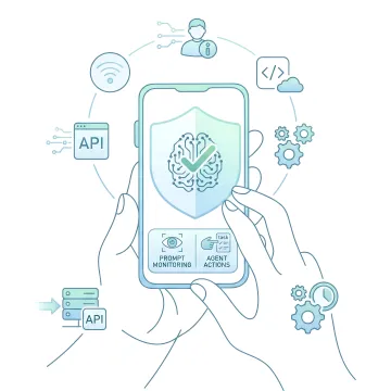 Step-by-step AI security process diagram showing LLM prompt injection prevention workflow