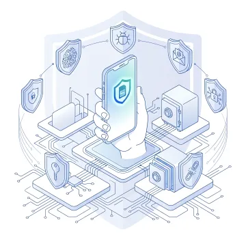Mobile banking app protected by OWASP Top 10 coverage with real-time threat shield visualization