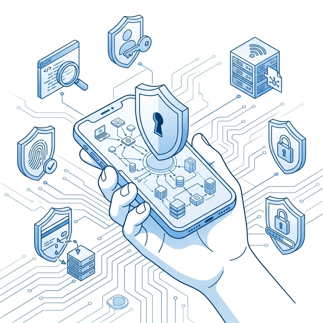 Red team cybersecurity expert conducting penetration testing on a mobile banking app