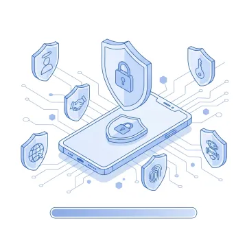 Mobile banking app protected from spoof text attack showing secure authentication screen