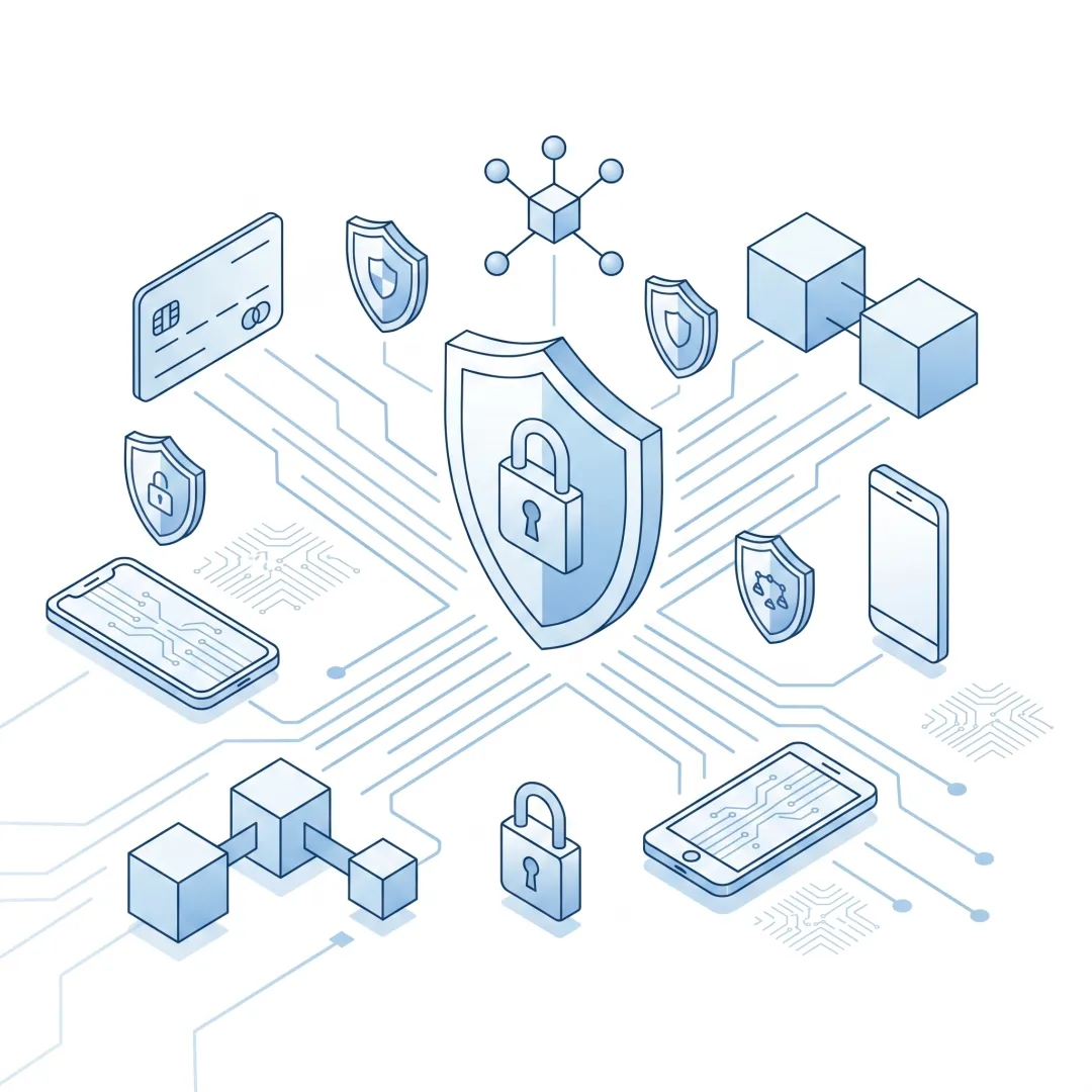 Illustration of runtime anti-tampering shield protecting a mobile banking application from code injection attacks