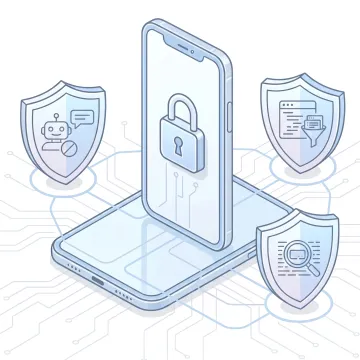 Step-by-step mobile AI security assessment process displayed on a digital workflow diagram