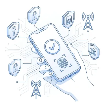 Diagram showing silent mobile verification flow between a banking app, SIM card, and mobile network operator