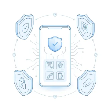 Diagram showing device and SIM binding process securing a banking app on a verified smartphone
