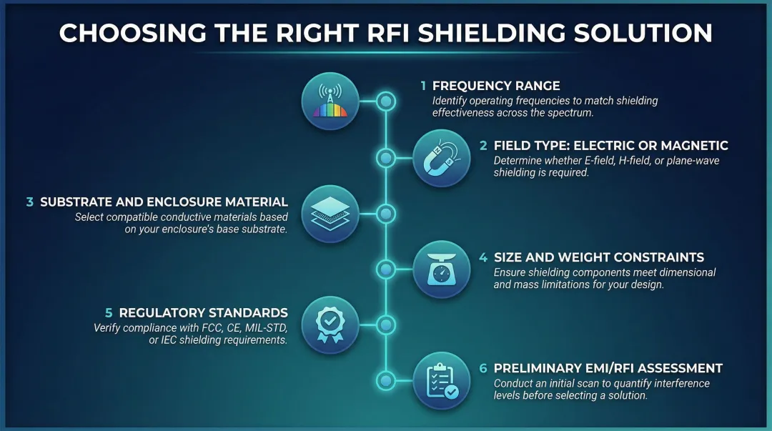 Six-factor RFI shielding selection framework decision guide for engineers