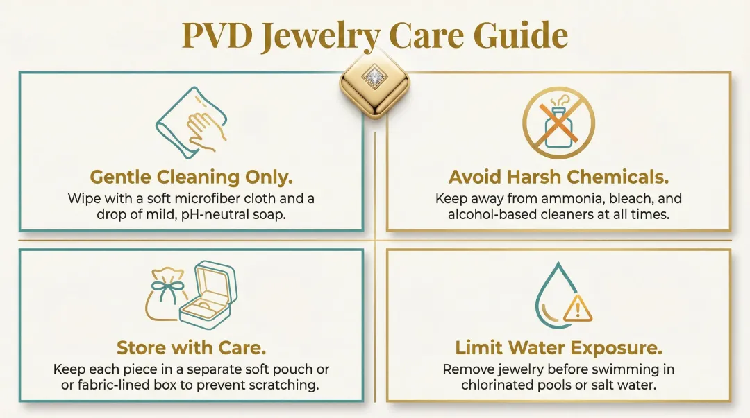 PVD jewelry care tips four-step guide to extending coating lifespan