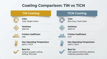TiN versus TiCN PVD coating properties side-by-side comparison infographic