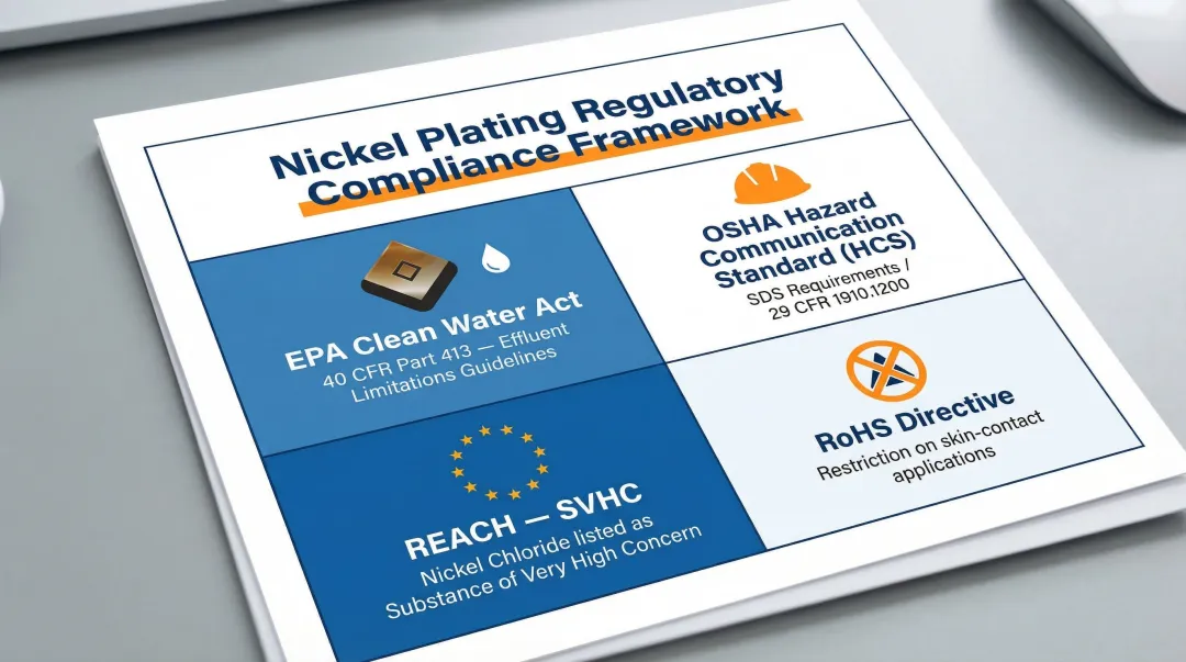 Nickel plating regulatory compliance framework covering EPA OSHA REACH and RoHS requirements