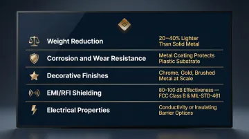 Five key benefits of plastic electroplating with weight savings and EMI shielding performance data