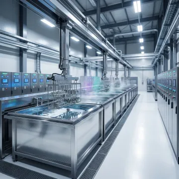 Industrial electroplating process in modern facility