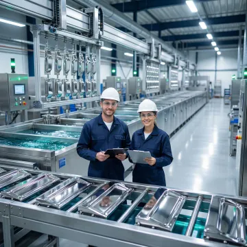 Industrial nickel plating production facility with metal components