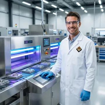 Technician applying chemical resistant coating to industrial components