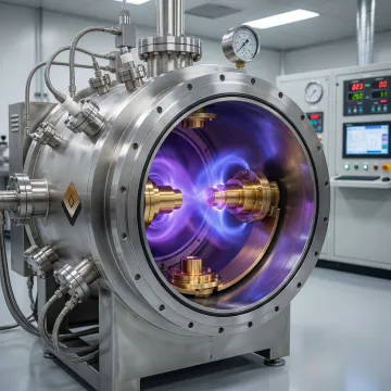 Industrial PVD coating chamber processing brass components