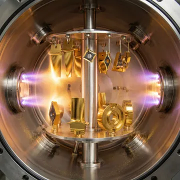 Industrial PVD coating chamber with precision components