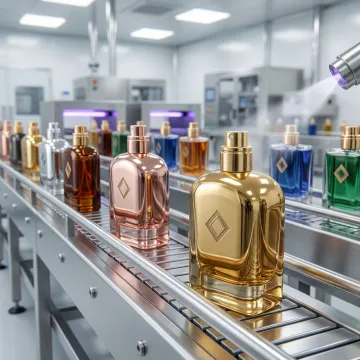 Cosmetic glass bottles with protective coating application