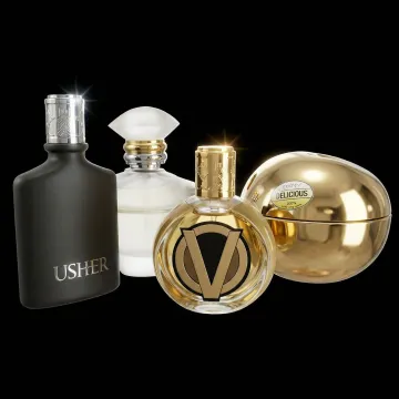 Close-up of gold and chrome plated cosmetic components showing mirror-finish quality