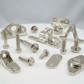 Close-up of bright nickel plated automotive component showing reflective quality