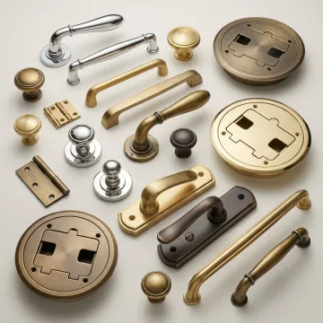 Architectural hardware components with premium metal finishes