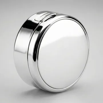 Bright silver plated cosmetic cap with mirror-like finish