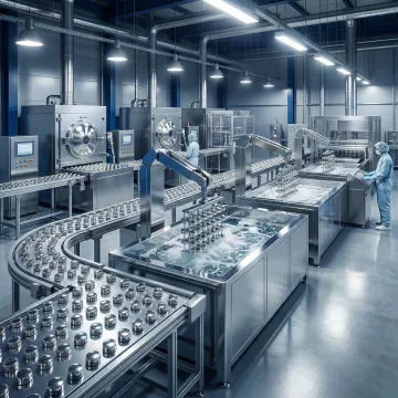 Production line showing polished nickel silver finishing process on cosmetic components