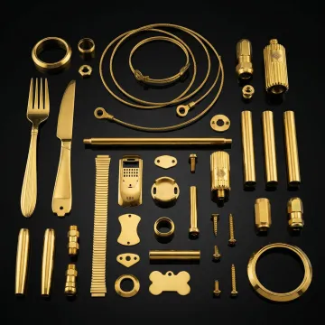 Titanium nitride coated precision parts showing gold finish quality