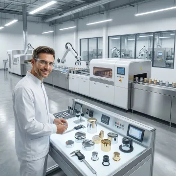 High-volume cosmetic packaging production line showing metallizing process