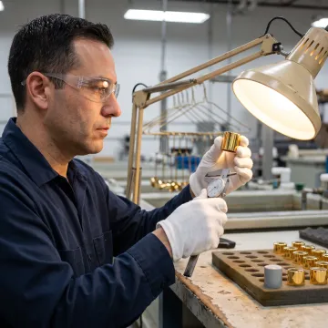 Production line showing electroplating process on luxury perfume bottle components