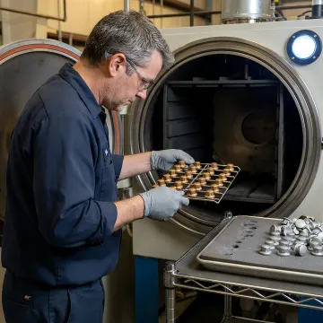 PVD coating chamber with golden ZrCN-coated precision parts