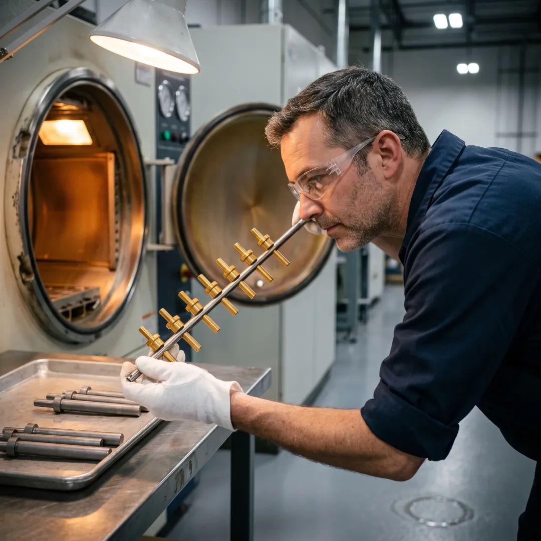 Precision manufacturing parts with golden titanium nitride coating