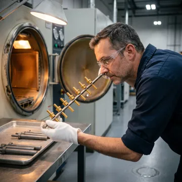 Precision manufacturing parts with golden titanium nitride coating