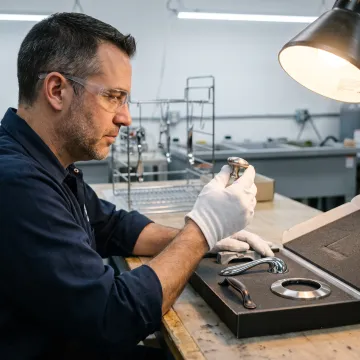 Architectural hardware components with premium metal finishes