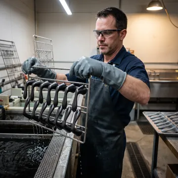 Black zinc nickel plating process in industrial facility