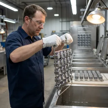 Chrome-plated cosmetic packaging components in production facility