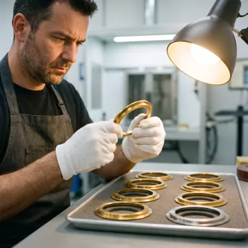 Titanium nitride coated precision parts showing gold finish quality