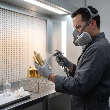 Cosmetic glass bottles with protective coating application